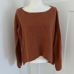 Theory Women's Warm Brown Crew Neck Sweater